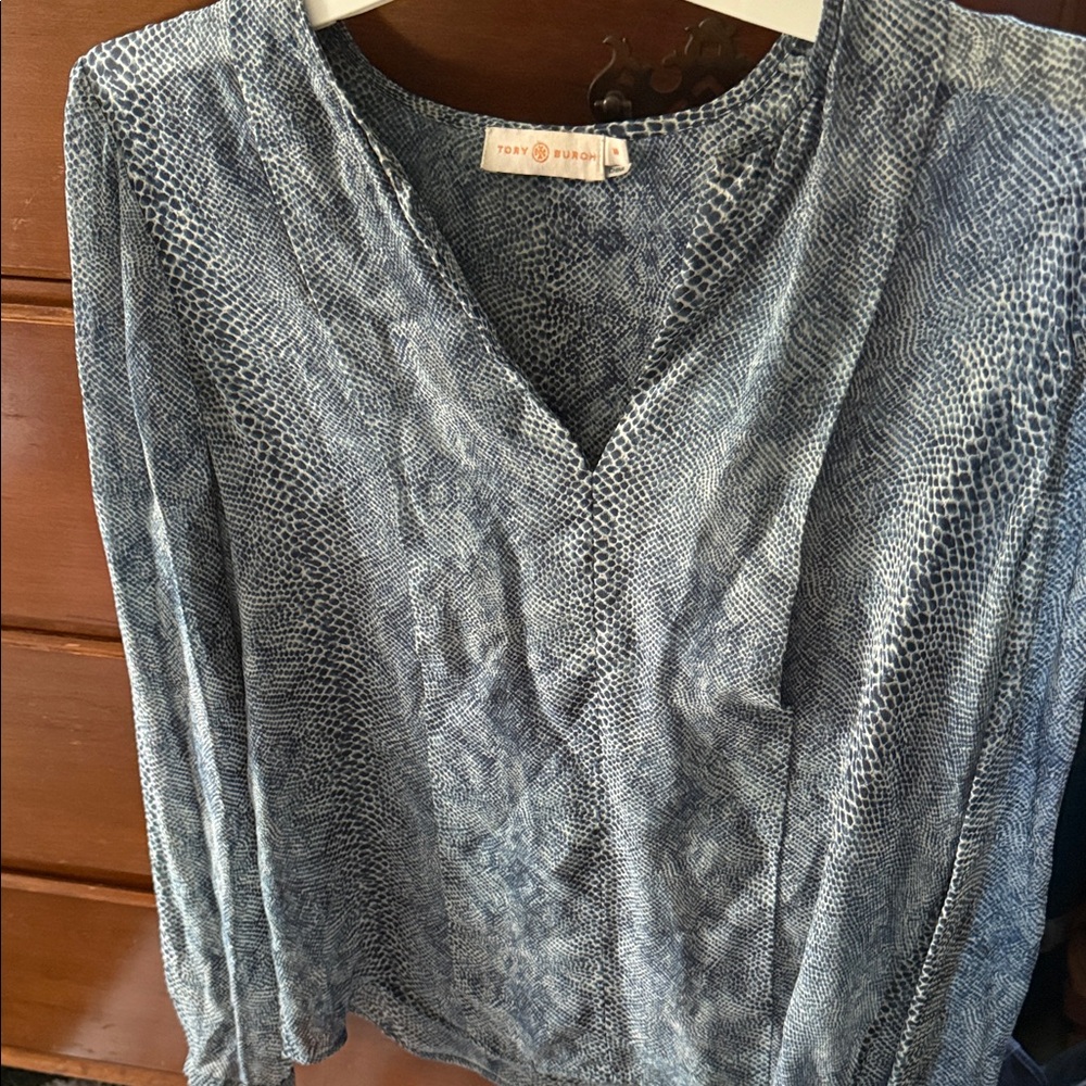 Tory Burch Blue Snakeskin Blouse